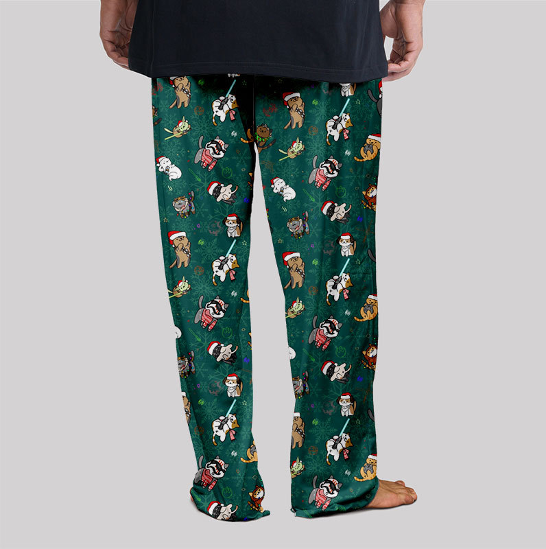 Christmas Light Sword Cat Geek Loungewear Pants