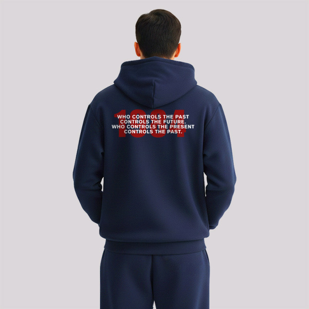 1984 Front and Back Printed Geek Fleece Hoodie Set