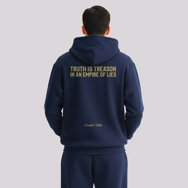 1984 Orwell Front and Back Printed Geek Fleece Hoodie Set