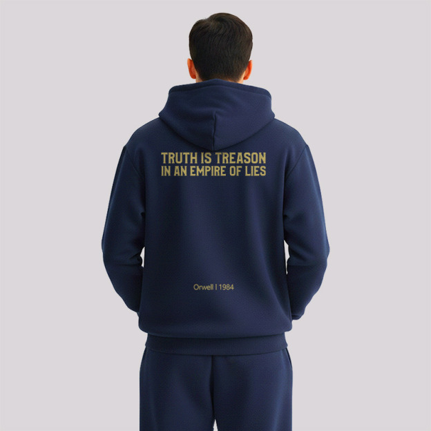 1984 Orwell Front and Back Printed Geek Fleece Hoodie Set