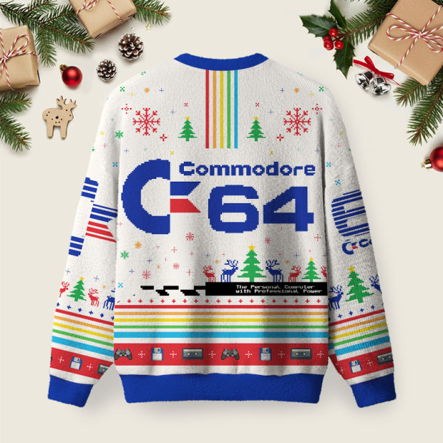 Commodore 64 Ugly Christmas Fuzzy Fleece Sweatshirt