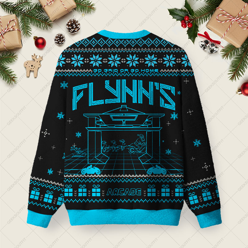 Flynn's Arcade Ugly Christmas Fuzzy Fleece Sweatshirt