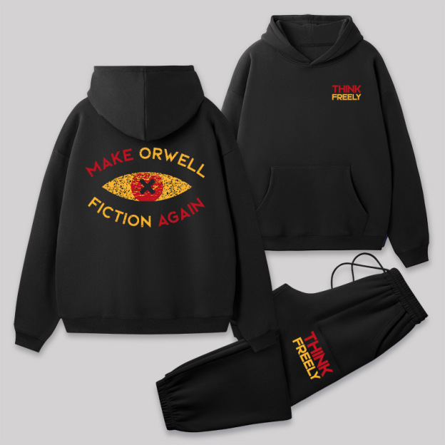 Think Freely Orwell Reimagined Front and Back Printed Geek Fleece Hoodie Set