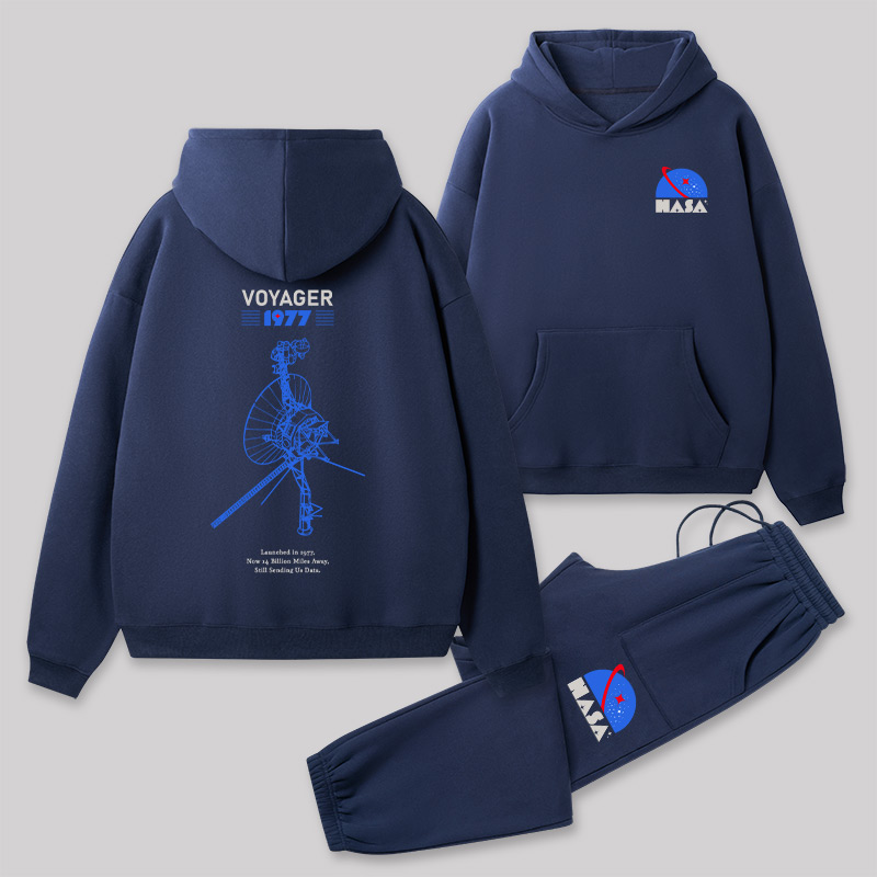 VOYAGER 1977 Front and Back Printed Geek Fleece Hoodie Set