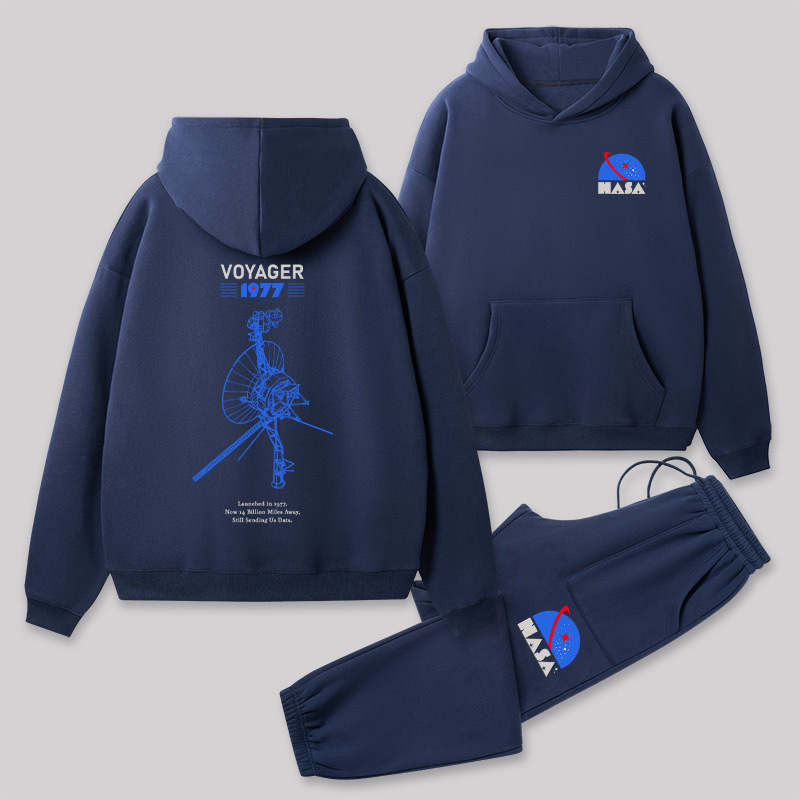VOYAGER 1977 Front and Back Printed Geek Fleece Hoodie Set