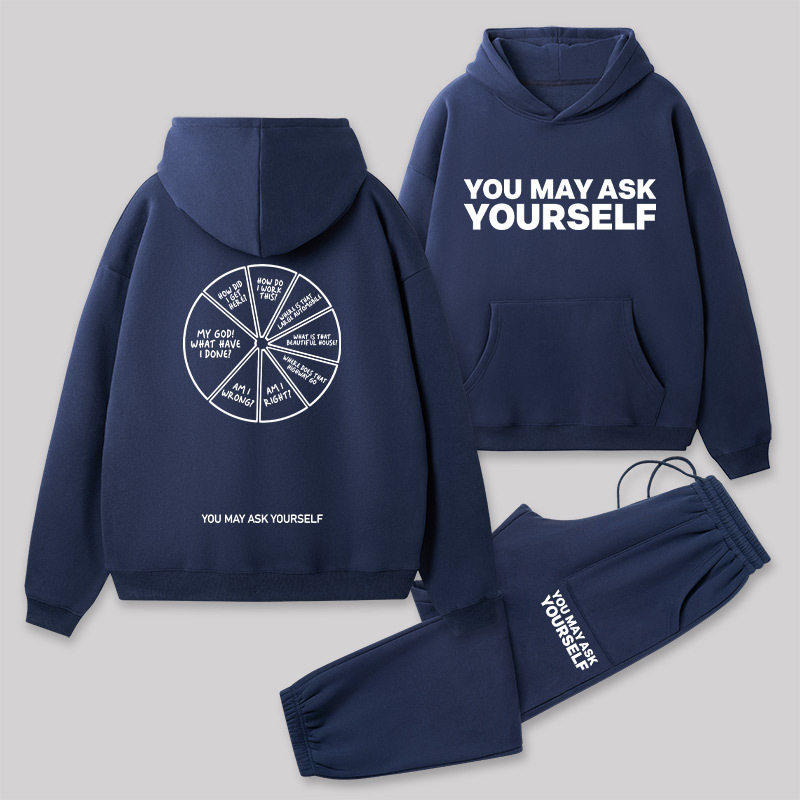 You May Ask Yourself Front and Back Printed Geek Fleece Hoodie Set