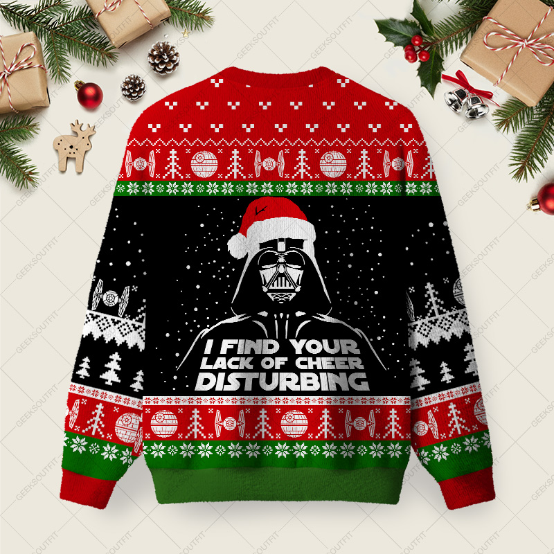 I Find Your Lack Of Cheer Disturbing Black Ugly Christmas Fuzzy Fleece Sweatshirt