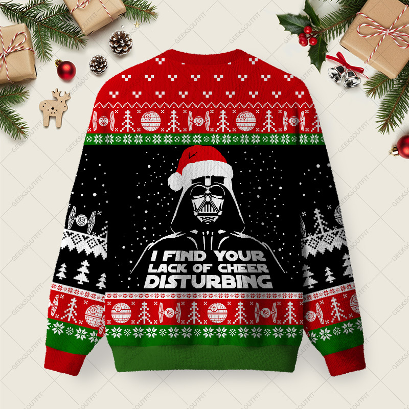 I Find Your Lack Of Cheer Disturbing Black Ugly Christmas Fuzzy Fleece Sweatshirt