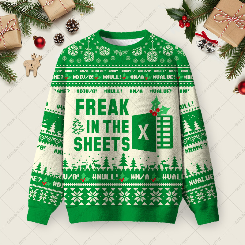 Geeksoutfit Freak in the Sheets Ugly Christmas Fuzzy Fleece Sweatshirt for Sale