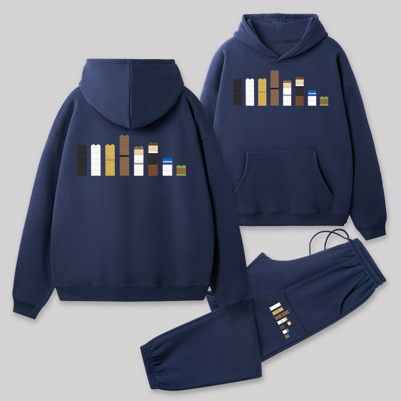 Building Blocks Front and Back Printed Geek Fleece Hoodie Set