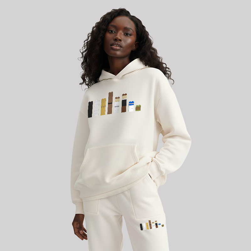 Building Blocks Front and Back Printed Geek Fleece Hoodie Set