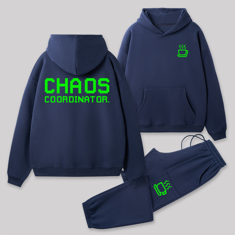 Chaos Front and Back Printed Geek Fleece Hoodie Set