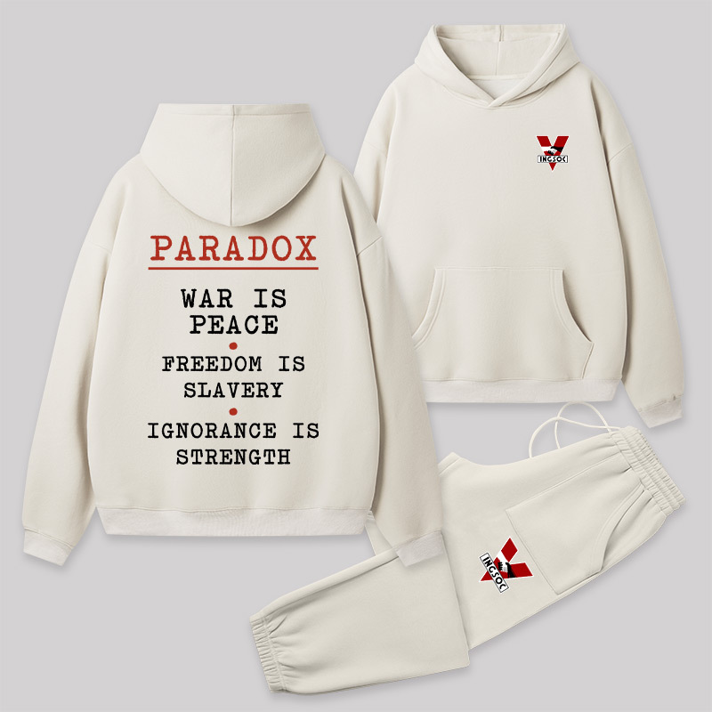 INGSOC Front and Back Printed Geek Fleece Hoodie Set