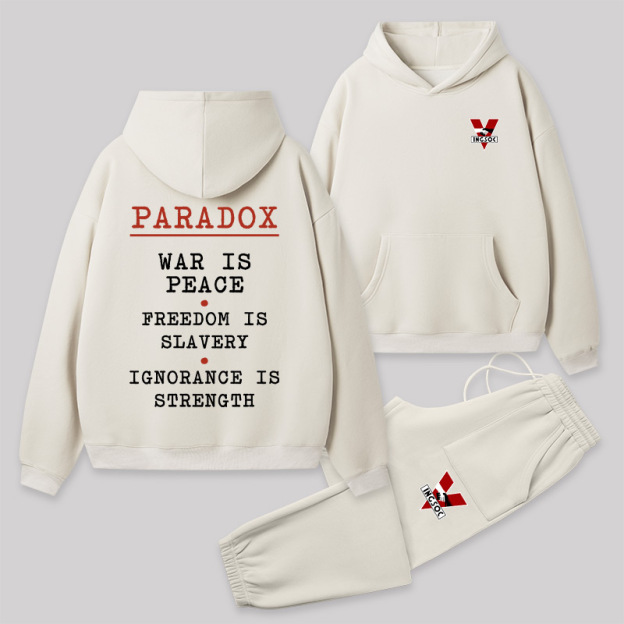 INGSOC Front and Back Printed Geek Fleece Hoodie Set