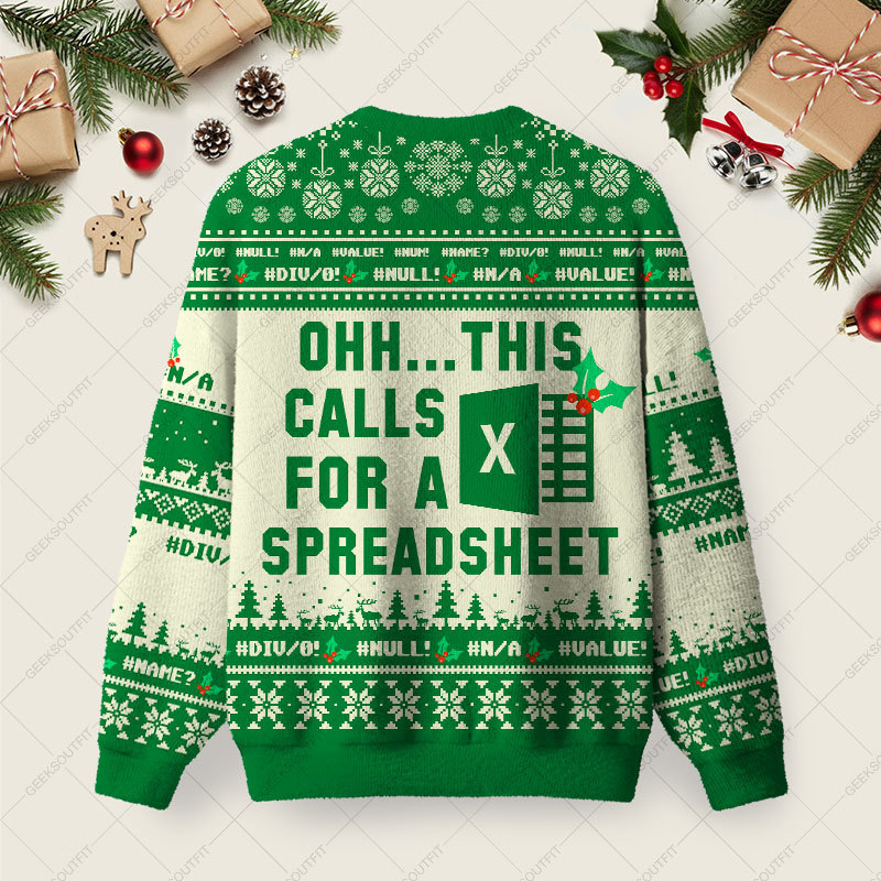 Ohh...This Calls for a Spreadsheet Ugly Christmas Fuzzy Fleece Sweatshirt