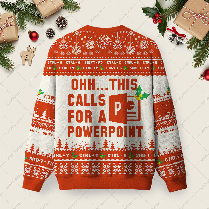 Ohh This Calls for a Powerpoint Ugly Christmas Fuzzy Fleece Sweatshirt