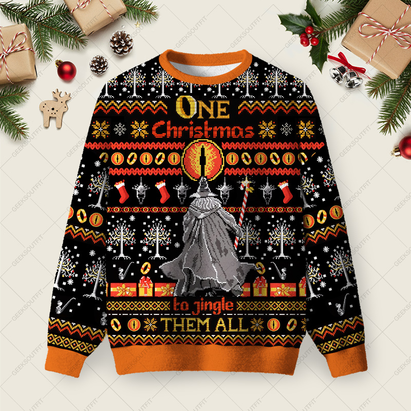Gandalf Christmas Ugly Christmas Fuzzy Fleece Sweatshirt