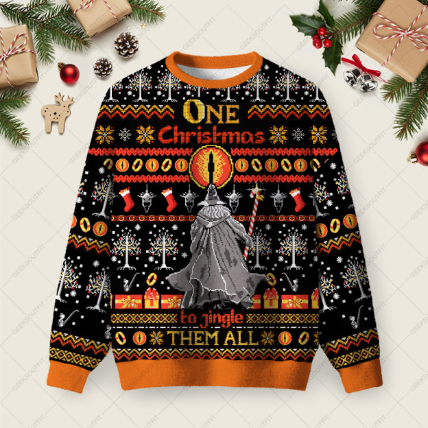 Gandalf Christmas Ugly Christmas Fuzzy Fleece Sweatshirt