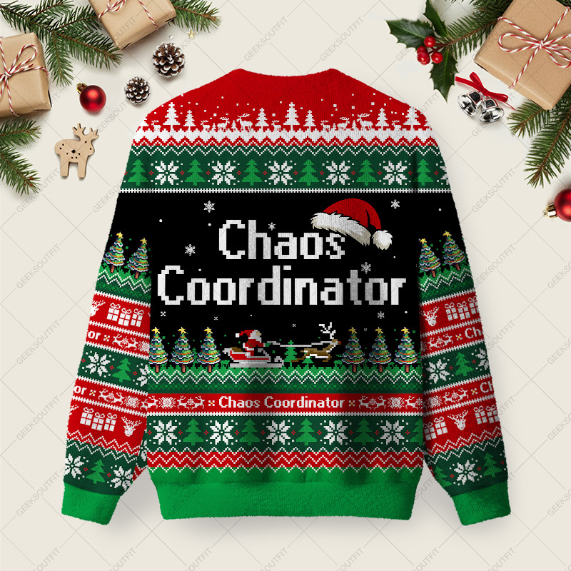 Chaos Coordinator Ugly Christmas Fuzzy Fleece Sweatshirt