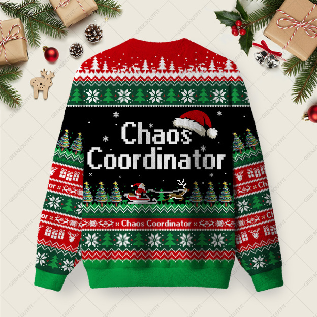 Chaos Coordinator Ugly Christmas Fuzzy Fleece Sweatshirt