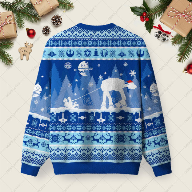 AT Snow Walker Christmas Ugly Christmas Fuzzy Fleece Sweatshirt