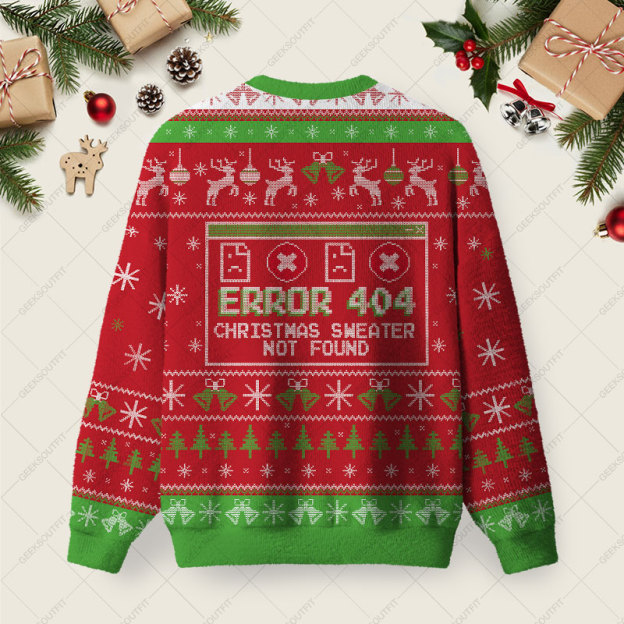 Error 404 Not Found Ugly Christmas Fuzzy Fleece Sweatshirt