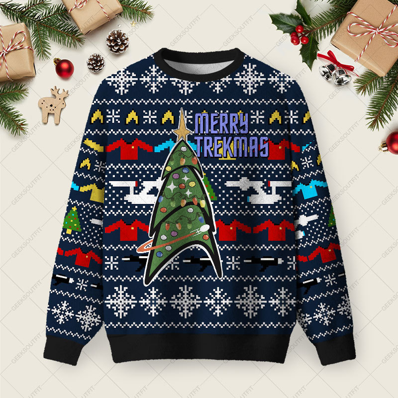 Geeksoutfit Merry Trekmas Ugly Christmas Sweater Sweatshirt for Sale