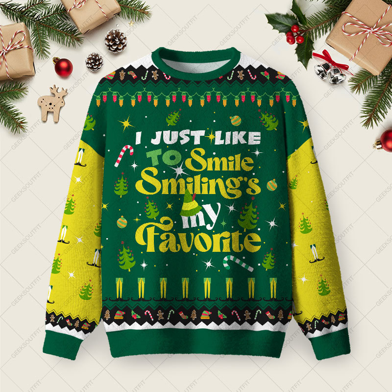 Geeksoutfit I Just Like To Smile Ugly Christmas Sweater Sweatshirt for Sale