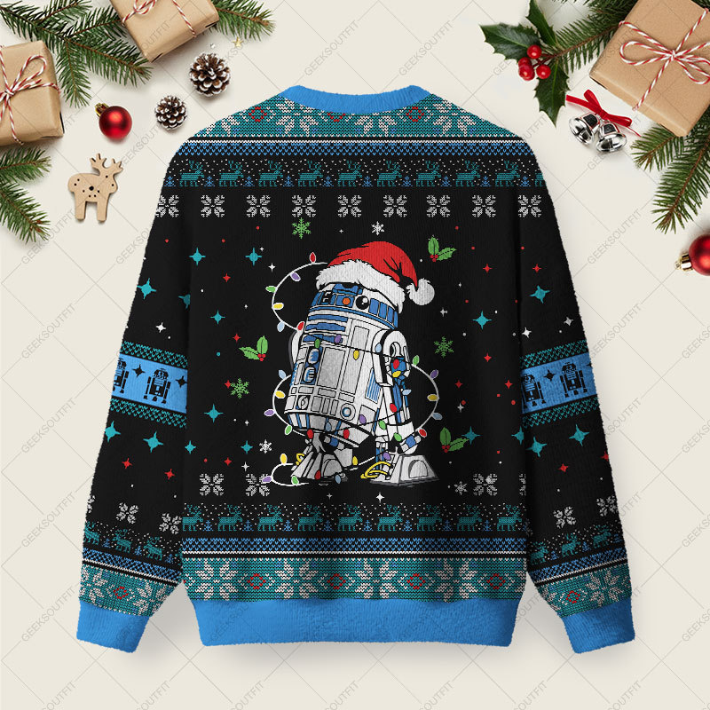 Robot Christmas Ugly Christmas Fuzzy Fleece Sweatshirt