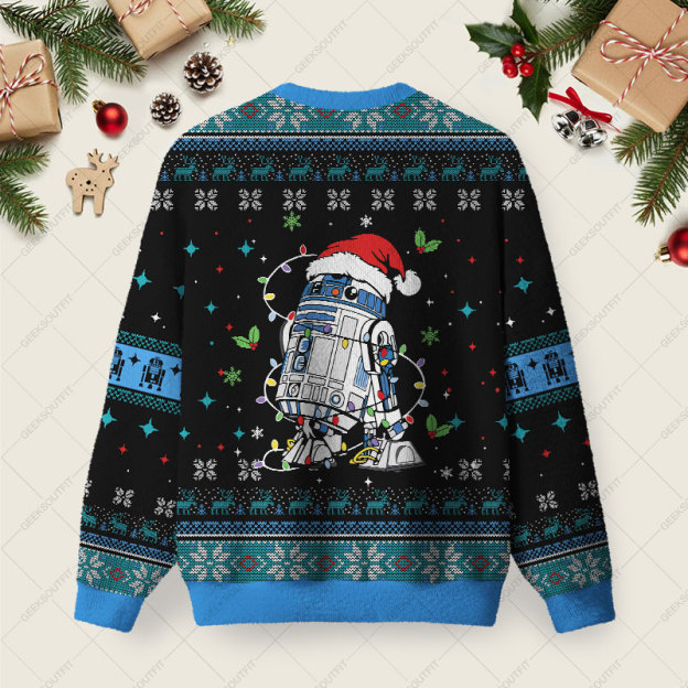 Robot Christmas Ugly Christmas Fuzzy Fleece Sweatshirt