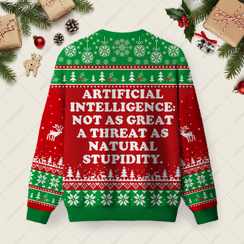 Artificial Intelligence Ugly Christmas Fuzzy Fleece Sweatshirt