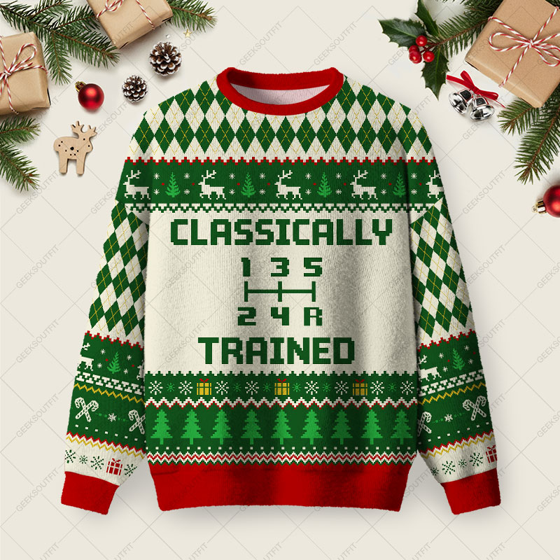 Classically Trained Ugly Christmas Fuzzy Fleece Sweatshirt