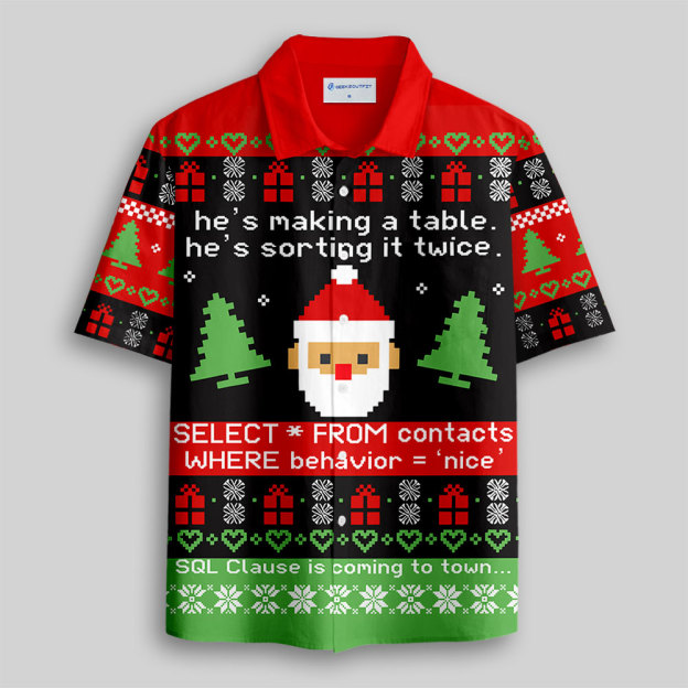 Sql Clause Is Coming to Town Button Up Pocket Shirt