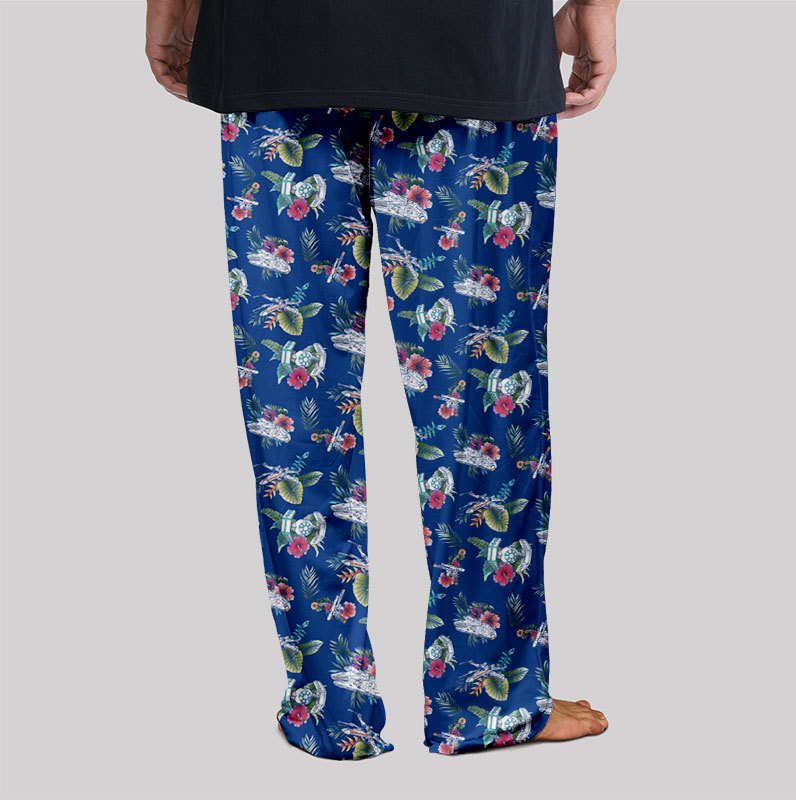 Space Fighter Tropical Flowers Geek Loungewear Pants