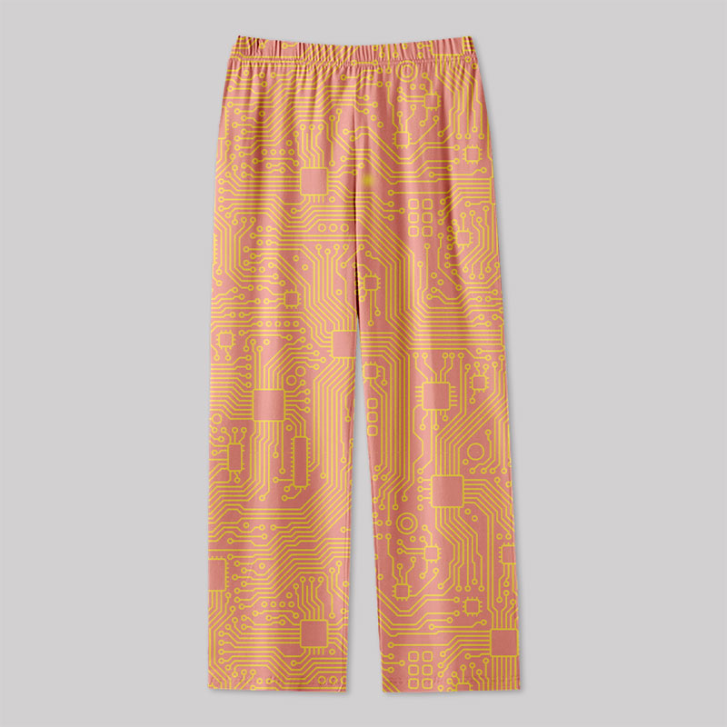Computer Circuit Board Orange Geek Loungewear Pants