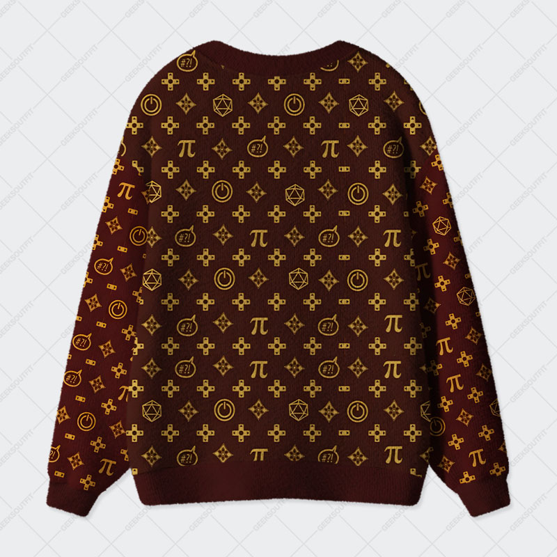 Math PI Dice  Brown Geek Ugly Cardigan Sweaters 