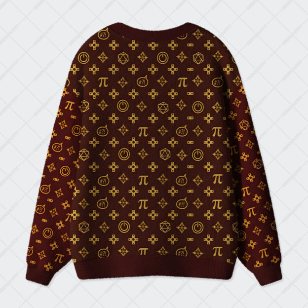 Math PI Dice  Brown Geek Ugly Cardigan Sweaters 
