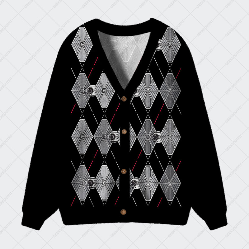Tie Spaceship Geek Ugly Cardigan Sweaters 