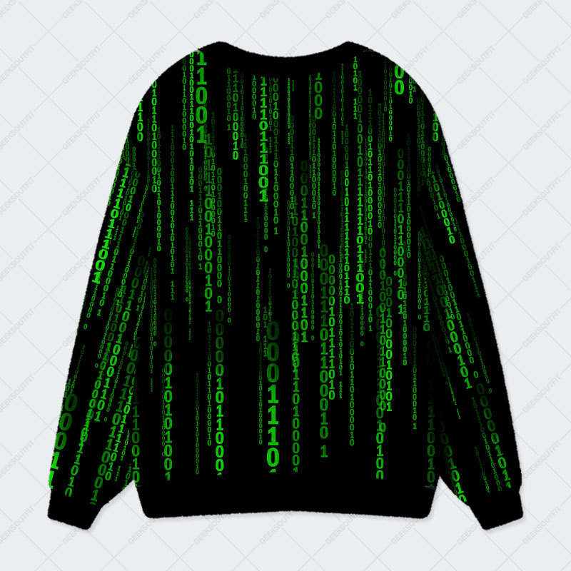The Matrix Black Green Geek Ugly Cardigan Sweaters 