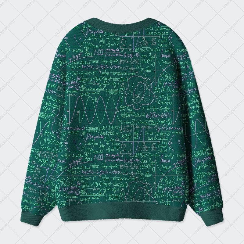 Math Function Curve Green Geek Ugly Cardigan Sweaters 