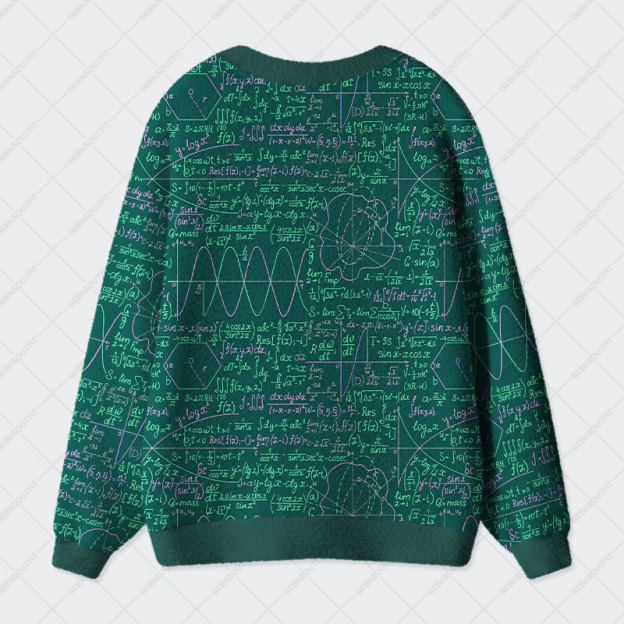Math Function Curve Green Geek Ugly Cardigan Sweaters 