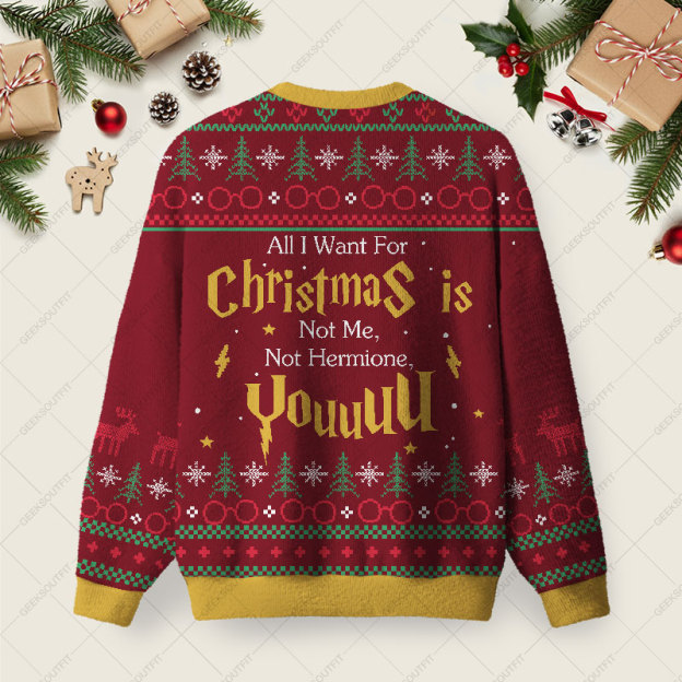Not Me Not Hermione Ugly Christmas Fuzzy Fleece Sweatshirt