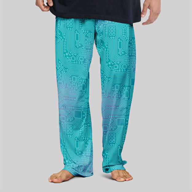 Computer Circuit Board Lake Green Geek Loungewear Pants