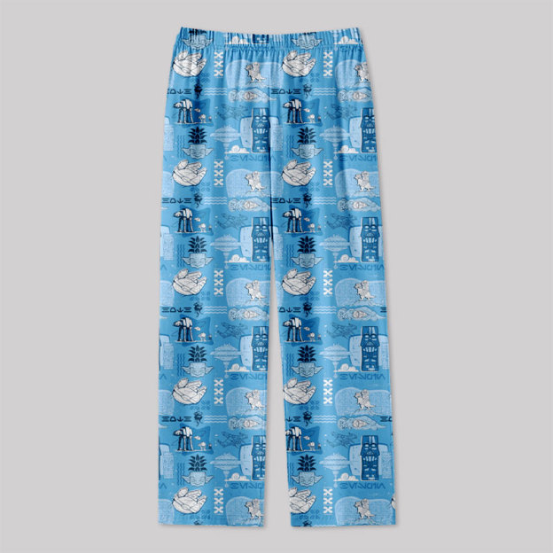 Hawaiian Traditional Tiki Blue Geek Loungewear Pants