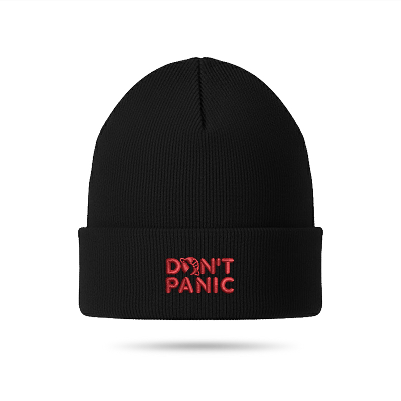 Don't Panic Geek Embroidered Beanie