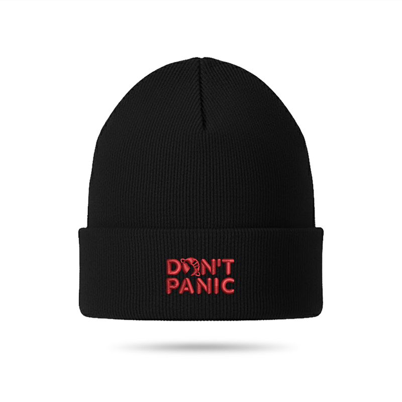 Don't Panic Geek Embroidered Beanie