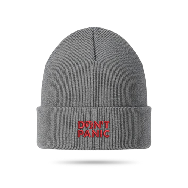 Don't Panic Geek Embroidered Beanie