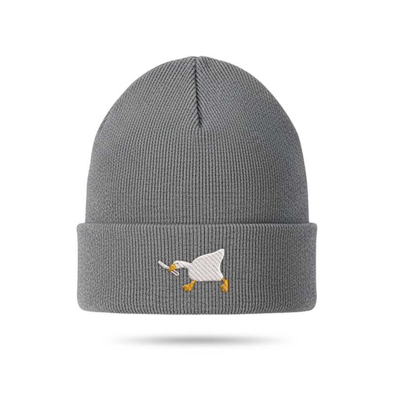 Knife Goose Geek Embroidered Beanie