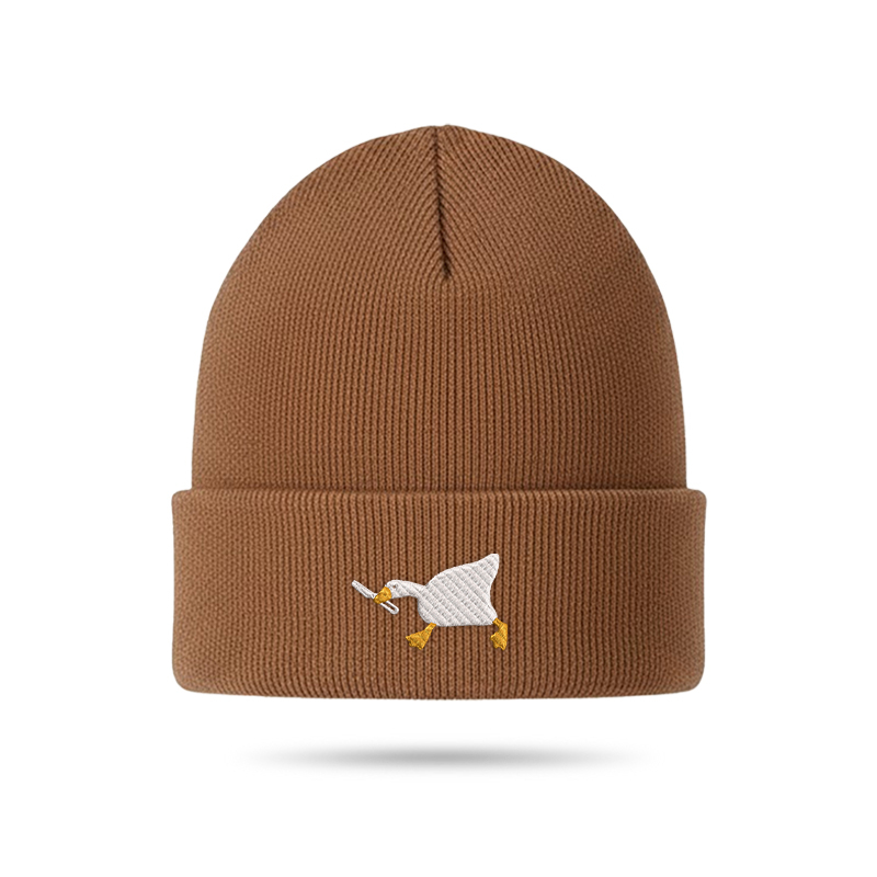 Knife Goose Geek Embroidered Beanie