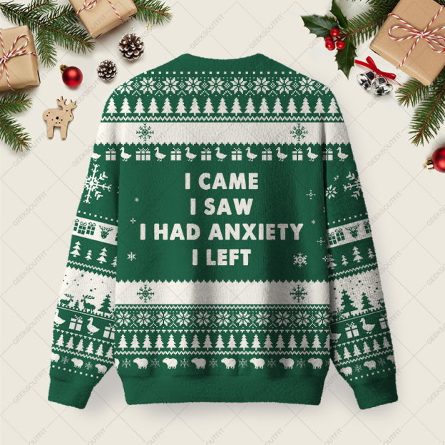 Anxiety Ugly Christmas Fuzzy Fleece Sweatshirt